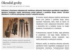 O ostatniej kradzieży na cmentarzu, dokonanej przez Zdzisława K. pisaliśmy 12 stycznia