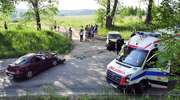 Czołowe zderzenie na ulicy Bartąskiej w Olsztynie