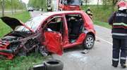 Wypadek pod Jezioranami. Hyundai uderzył w drzewo