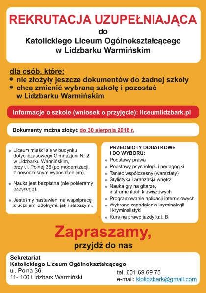 Plakat Liceum Katolickiego