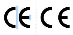 Logo China Export różni się od oryginalnego symbolu CE tylko jednym detalem i mniejszym odstępem pomiędzy literami (właściwe logo z prawej strony).  