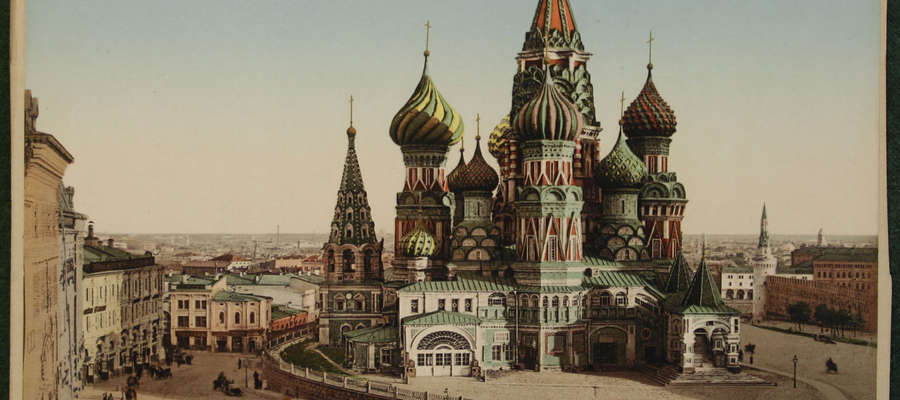Cerkiew św. Wasyla w Moskwie około 1900 roku.