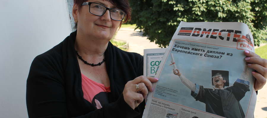 Natalia Mordwinowa z Kaliningradu dziękowała za wydawanie gazety "Wmiestie"