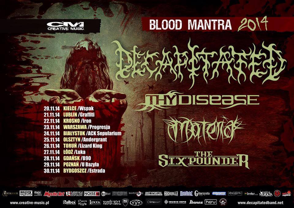 DECAPITATED w Olsztynie na trasie Blood Mantra Tour 2014