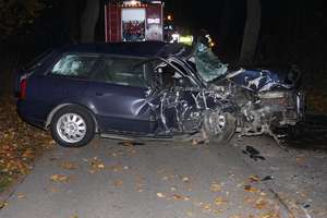 Audi uderzyło w drzewo. Kierowca zginął  na miejscu