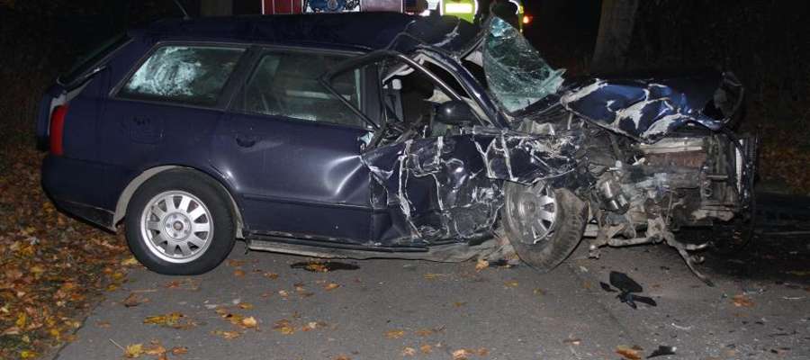 Osobowe audi uderzyło w drzewo, na miejscu zginął 33-letni kierowca