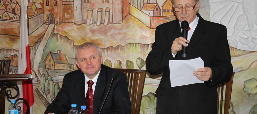 Burmistrz Wiesław Śniecikowski i przewodniczący Rady Miejskiej Edward Skalij