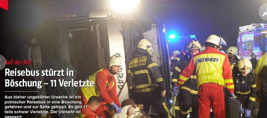 Informację o niedzielnym wypadku podał niemiecki portal www.bz-berlin.de
