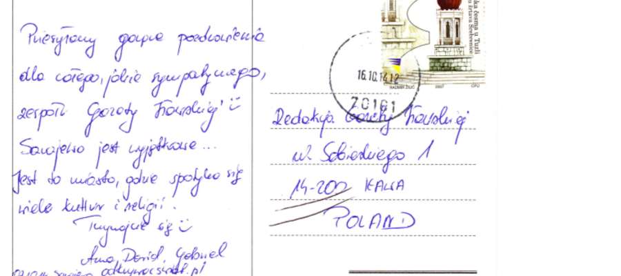 Pocztówka z Sarajewa do redakcji "Gazety Iławskiej" wędrowała do redakcji niemal miesiąc