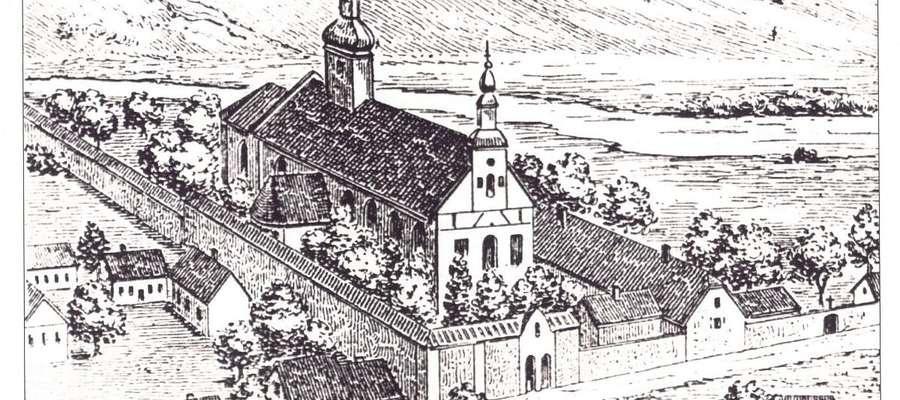 Klasztor w Łąkach Bratiańskich na starej rycinie