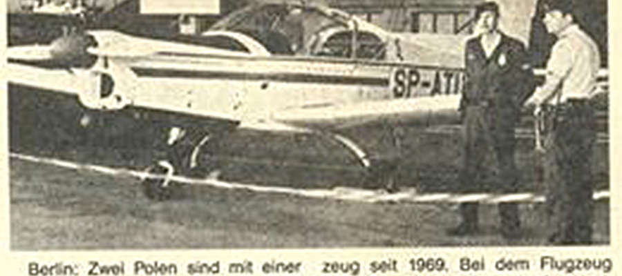 Porwany Zlin-143 z Aeroklubu Elbląskiego na lotnisku Tempelhof - wycinek z niemieckiej prasy