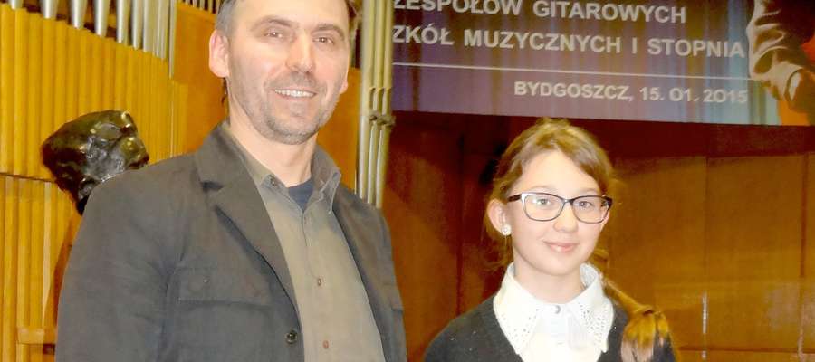 Gabrysia Kozłowska i Dariusz Leczycki (nauczyciel w szkole muzycznej)