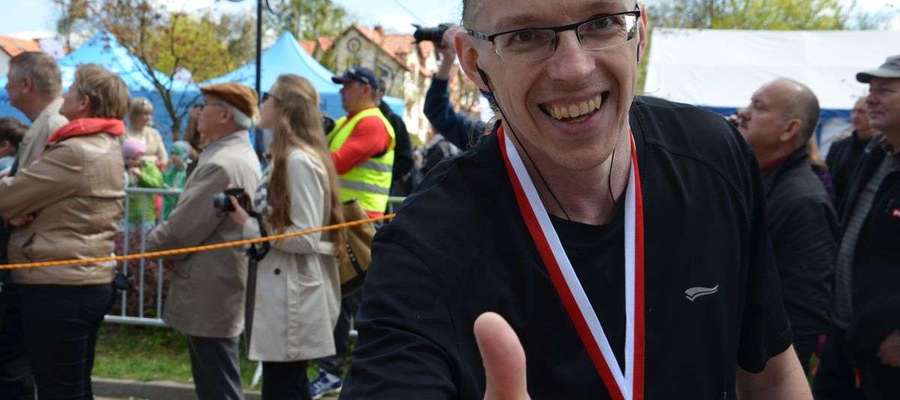 Grzegorz Kwakszys tuż po ukończeniu półmaratonu.
