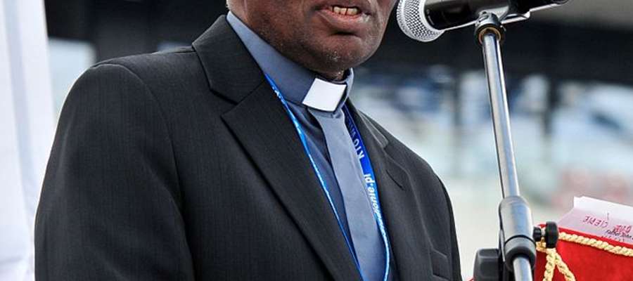 John Baptist Rubara Bashobora. Zdjęcie wykonane podczas spotkania rekolekcyjnego "Jezus na Stadionie", Stadion Narodowy w Warszawie, 6 lipca 2013.