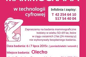 Bezpłatne badanie mammograficzne w Olecku