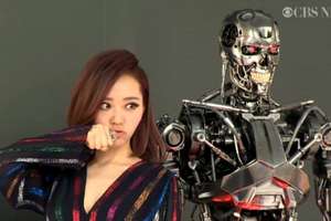 Arnold Schwarzenegger i Emilia Clarke na premierze "Terminator: Genisys"