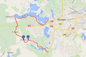 Olsztyński szlak rowerowy: Kortowo-al. Warszawska-Nowy Dwór-Gronity-Kudypy-Łupstych-plaża miejska