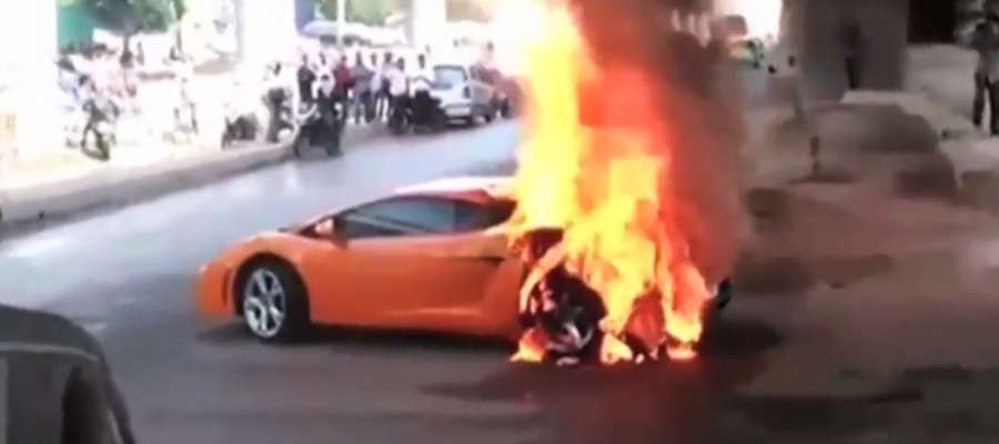 Lamborghini Gallardo za 400 tys. dolarów w ogniu