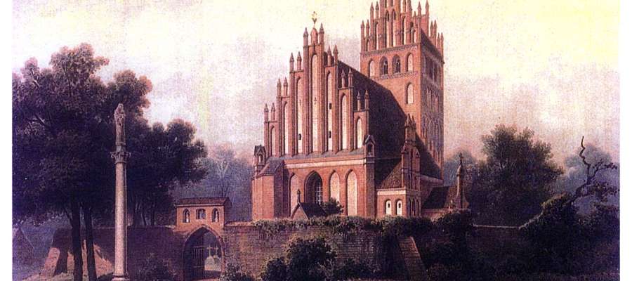 Kościół w Kiwitach na starej fotografii w 1862 r. 