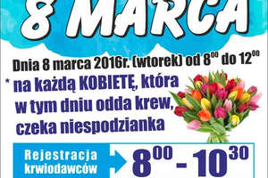 Niespodzianki dla krwiodawczyń 8 marca w Bartoszycach