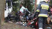Śmiertelny wypadek pod Olsztynem. Ciężarówka zderzyła się czołowo z osobowym mitsubishi