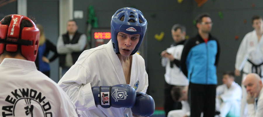Sebastian Kuźniak (Bartoszycka Szkoła Taekwondo) podczas turnieju Grand Prix Polski w Bezledach