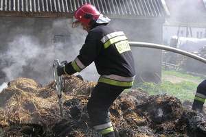 Pożar obornika w Dobrzyniu