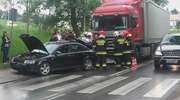 Zderzenie i korki na Bałtyckiej w Olsztynie. Ciężarówka wjechała w audi