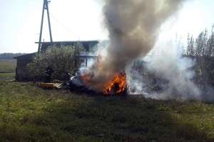 Pożar ciągnika rolniczego w Galwieciach