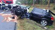 Opel zderzył się z ciężarówką na DK 16. Jedna osoba ciężko ranna