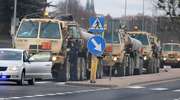 Konwój wojsk amerykańskich zatrzymany przez policję na Sielskiej w Olsztynie