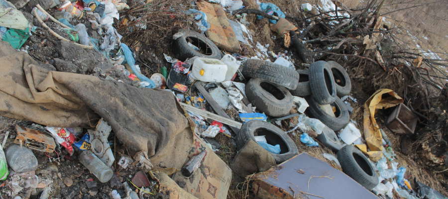 Przy drodze Połęcze - Plęsy ktoś urządził sobie nielegalne wysypisko śmieci.