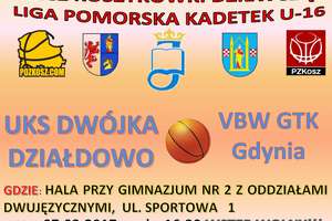 Zapraszamy na mecz kadetek: UKS Dwójka Działdowo – VBW GTK Gdynia