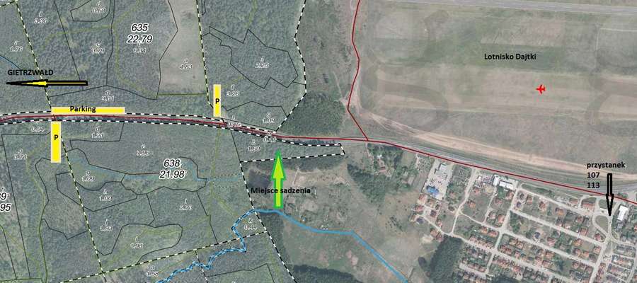 Orientacyjna mapka okolic terenu zalesiania