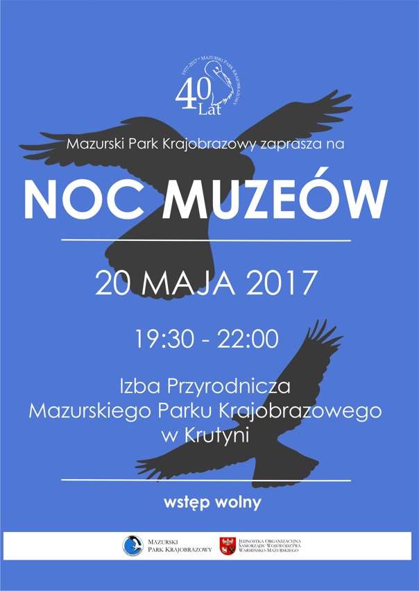 Noc Muzeów Mazurski Park Krajobrazowy plakat