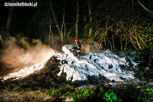 Pożar składowiska opon w Dąbrowie [zdjęcia]