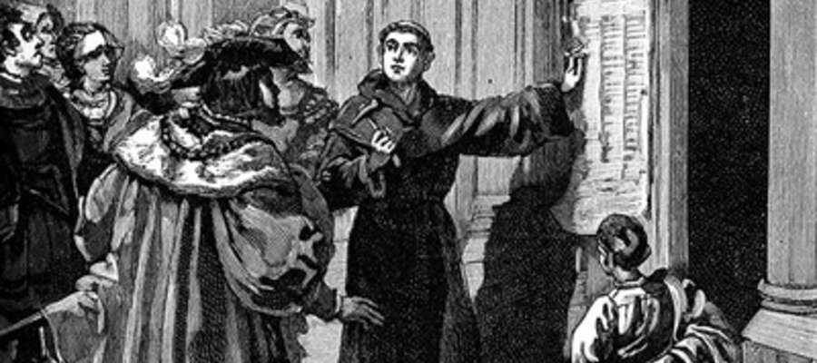 Reformacja rozpoczęła się od wystąpienia zakonnika Marcina Lutra. Wedłu tradycji, 31.10.1517 r. przybił on na drzwiach kościoła w Wittenberdze 95 tez o odpustach