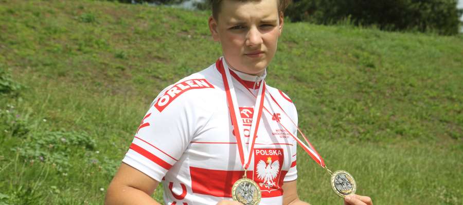 Maciej Ciżowski z dwoma złotymi medalami tegorocznych mistrzostw Polski szkółek kolarskich