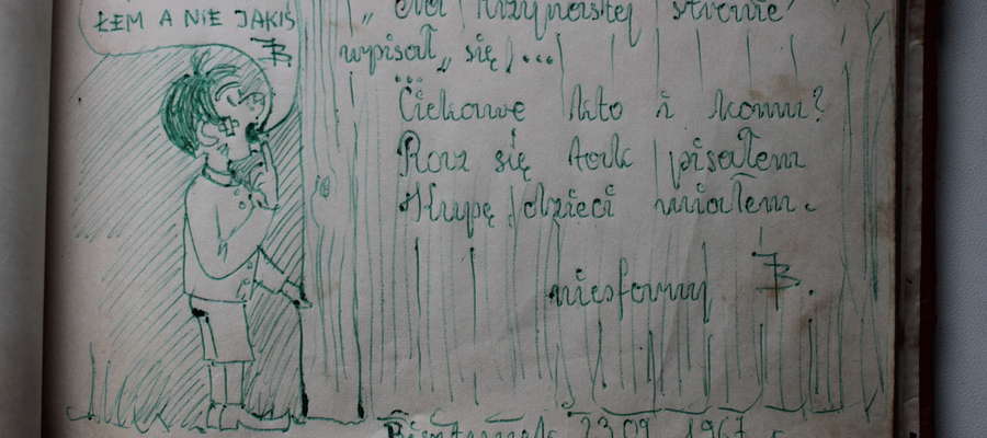 Rysunek Józefa Burniewicza z roku 1967 w pamiętniku pani Bogusi.
