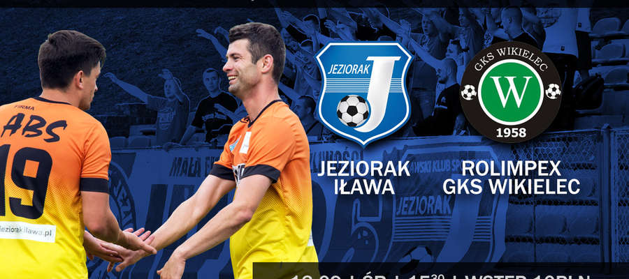 Plakat zapraszający na mecz Jeziorak — GKS Wikielec