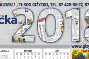 Kalendarz na 2018 rok razem z "Gazetą Giżycka" po świętach 28 grudnia