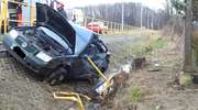 Auto w rowie. Zderzenie dwóch osobówek w Kamionku Wielkim [zdjęcia]