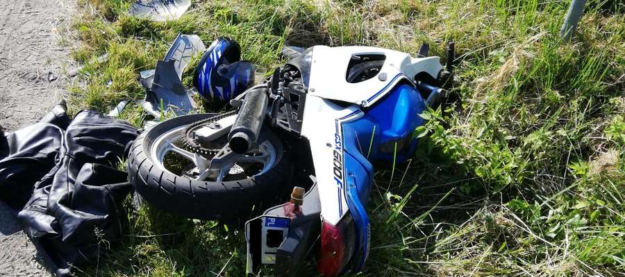 Wypadek z udziałem motocyklisty w okolicy wsi Boćwinka 
