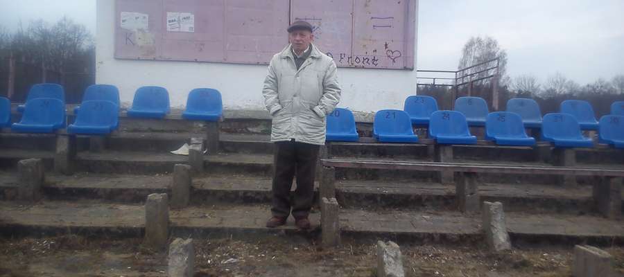 Andrzej Poduszko na stadionie Warmii