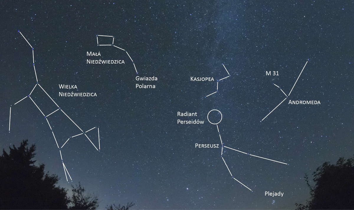 Położenie gwiazdozbioru Perseusza na niebie