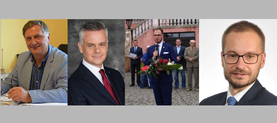 Do walki o fotel burmistrza Iławy stanęło w I turze 4 kandydatów, od lewej: Adam Żyliński, Piotr Żuchowski, Maciej Mikołajczyk i Dawid Kopaczewski