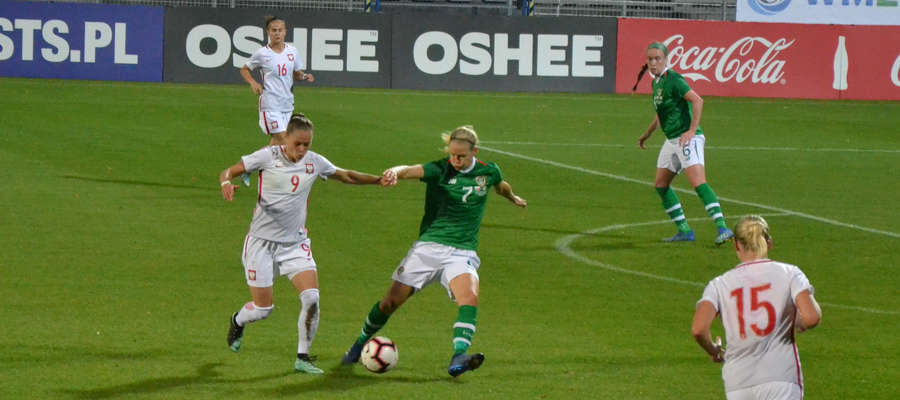 Ewa Pajor (nr 9) ustaliła wynik na 4:0 w towarzyskim mecz Polski z Irlandią, który rozegrany został w Ostródzie