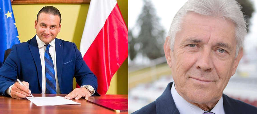Dwa kandydaci na burmistrza Kisielic: Rafał Ryszczuk (aktualnie pełni tę funkcję) i Janusz Więcek (aktualny przewodniczący rady miejskiej w Kisielicach)