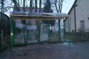  20-latek z kolegami zniszczył przystanek autobusowy w Jedwabnie