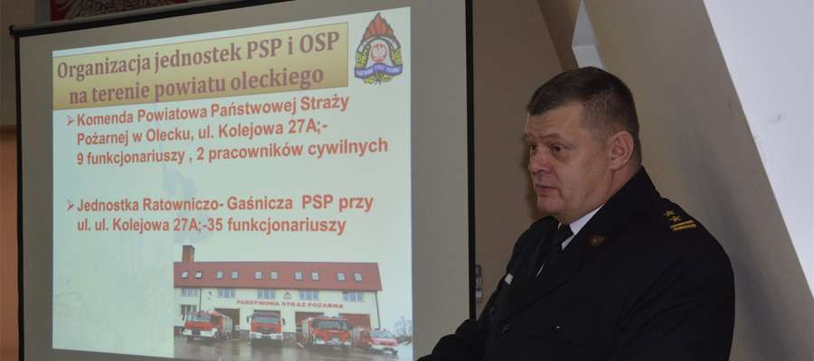 Komendant powiatowy KP PSP w Olecku Robert Wiśniewski